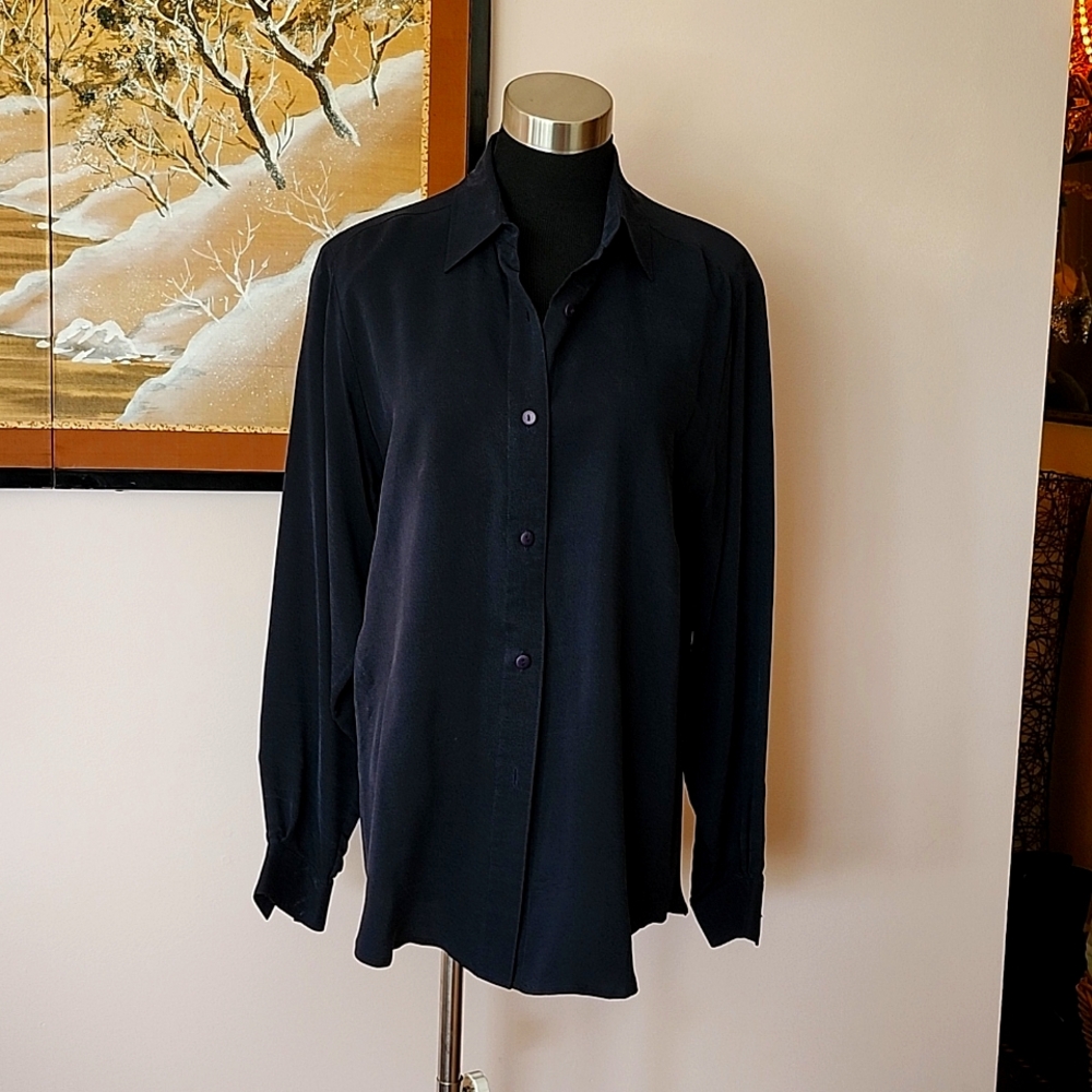 Valerie Stevens black silk blouse women's 6